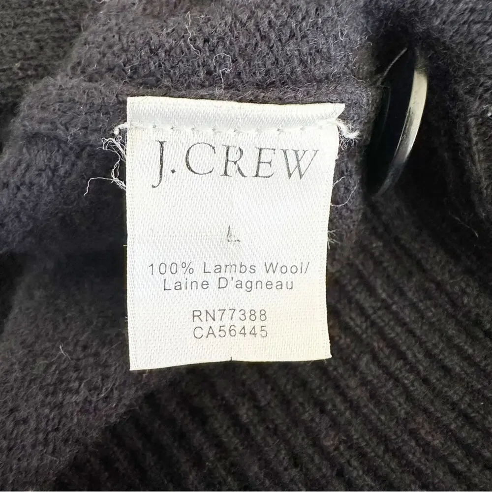 J. Crew Sweater Mens 100% Lambs Wool Button‎ Cowl Neck Navy Cozy Casual Large